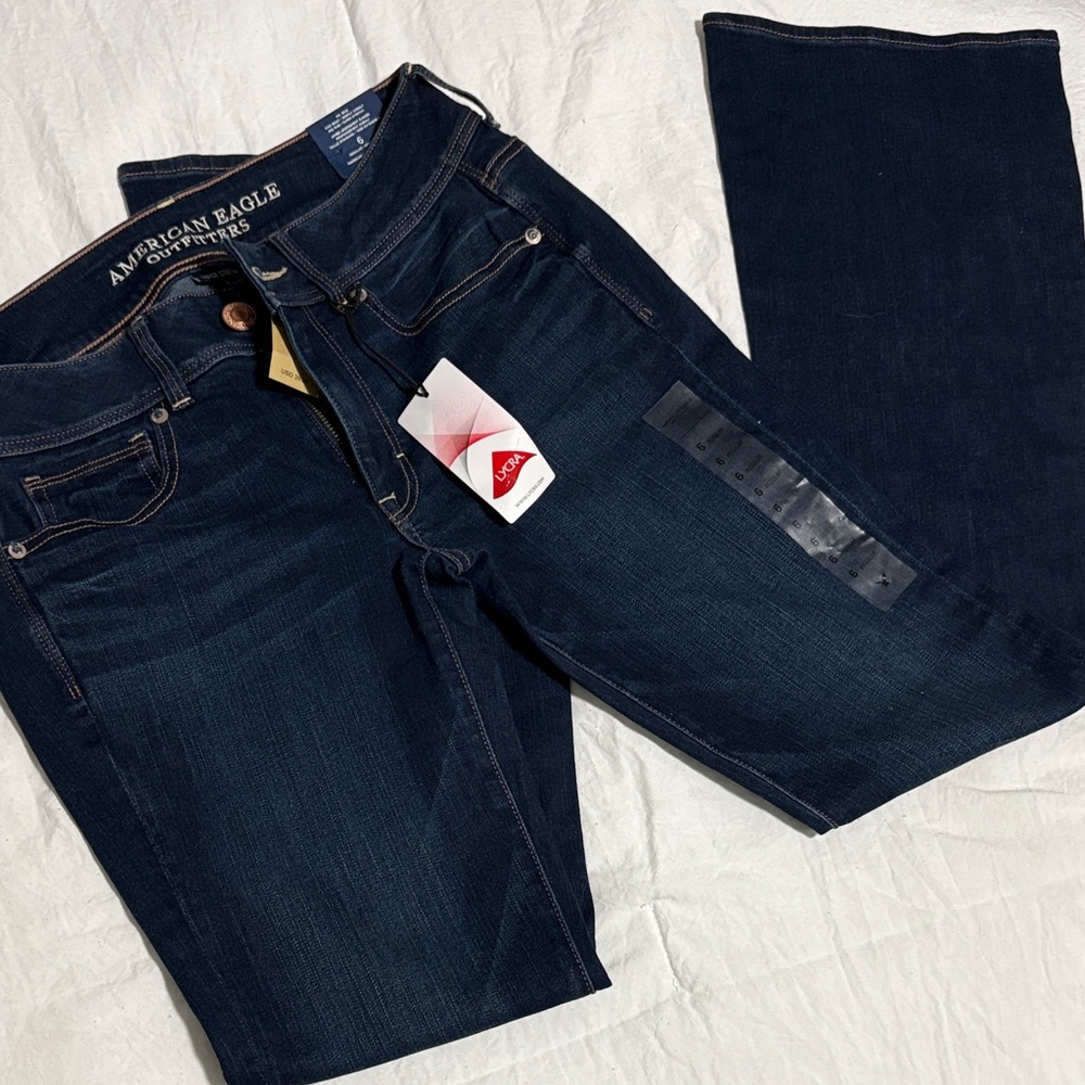 American Eagle Outfitters Women's Deep Indigo Kickboot Jeans